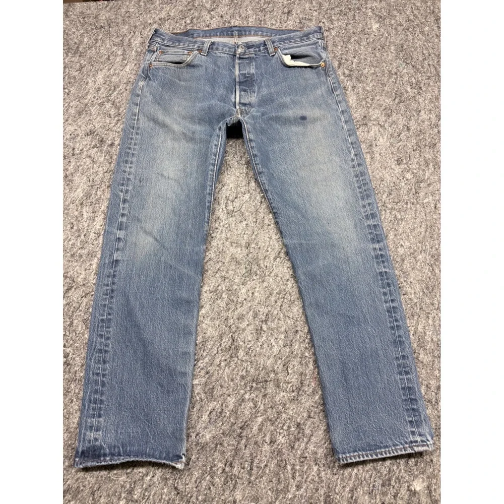 Levis 501 Original Fit Mens Jeans W36 L33 Blue Denim Button Fly Straight Leg
